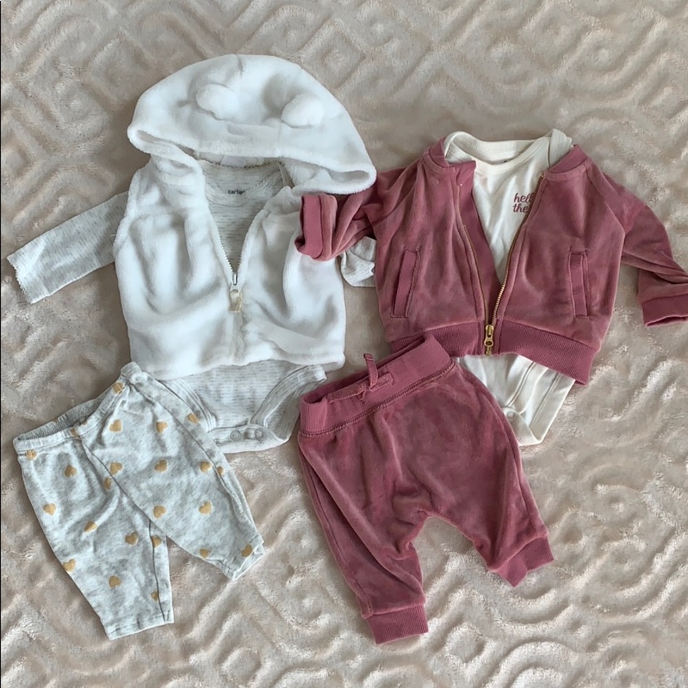 2 Three-Piece Newborn Girl outfits
